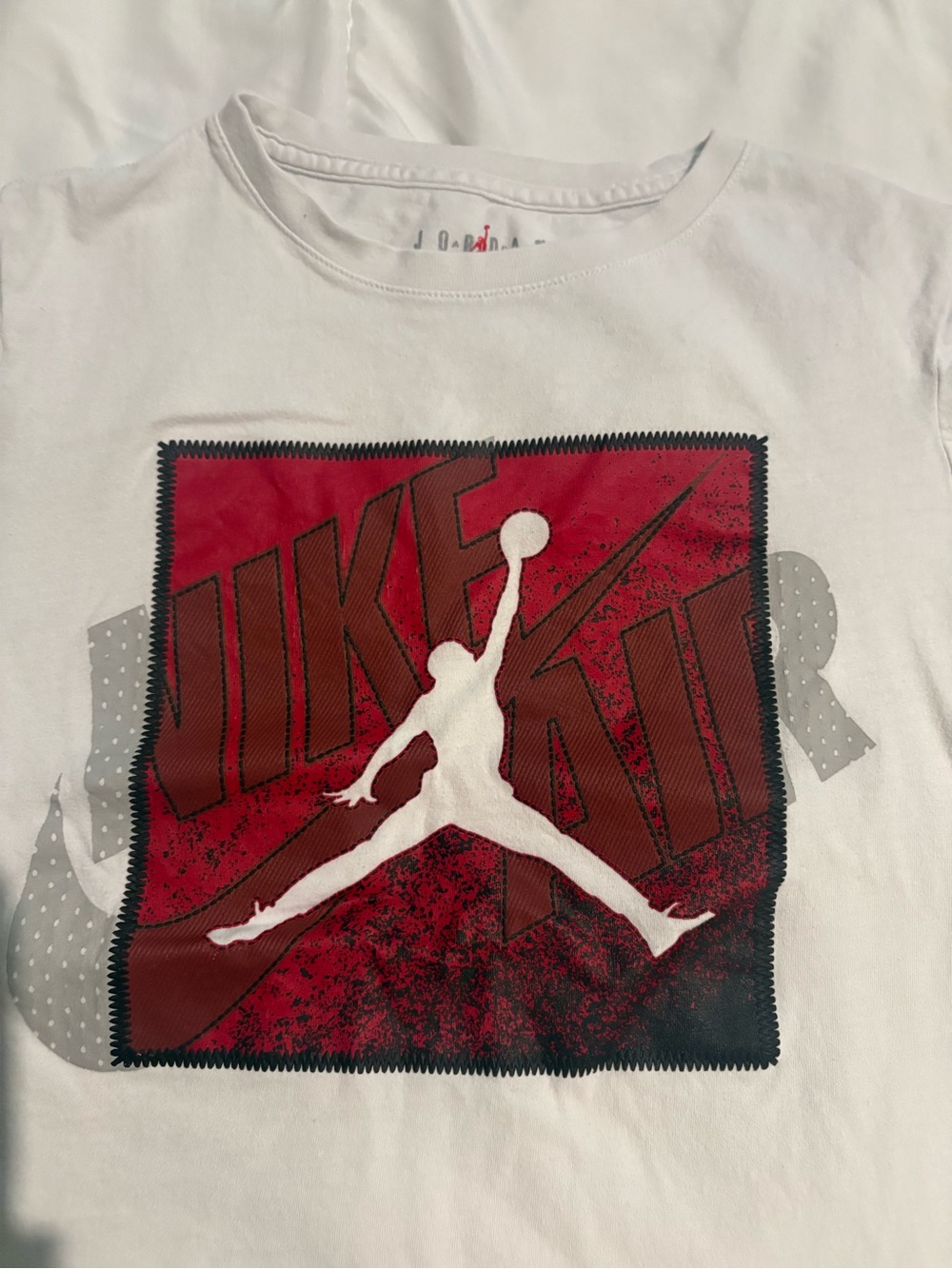 Jordan Kids White Tee with Red Graphic Jumpman